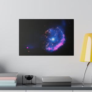 Fireworks Nebula Wall Art | Horizontal Turquoise Matte Canvas