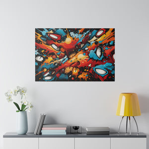 Abstract Color Splash Wall Art | Horizontal Turquoise Matte Canvas