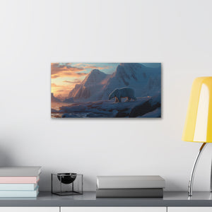 Sunset Polar Bear - Horizontal Canvas Gallery Wraps