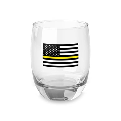 American Flag with Yellow Line Whiskey Glass