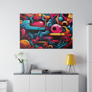 Funky Shapes Wall Art | Horizontal Turquoise Matte Canvas