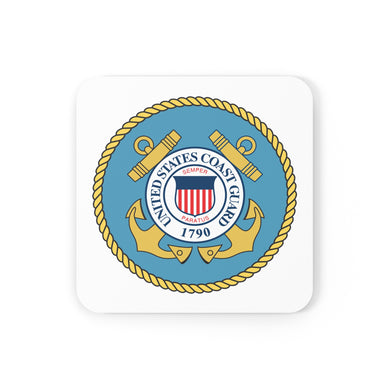 U.S. Coast Guard Emblem Corkwood Coaster Set