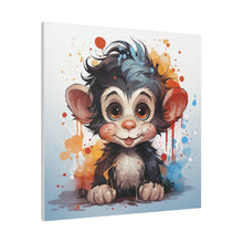 Load image into Gallery viewer, Painted Baby Monkey Wall Art | Square Matte Canvas