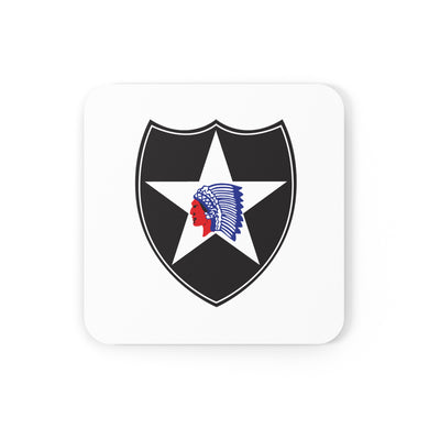 U.S. Army 2nd Infantry Division Patch Corkwood Coaster Set