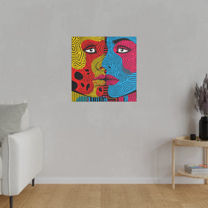 Abstract Kiss Pop Wall Art | Square Matte Canvas