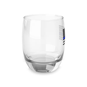 American Flag with Police Blue Line Whiskey Glass