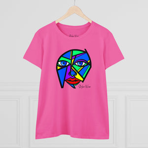 Colorful Abstract Portrait Art | Women's Midweight Cotton Tee