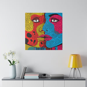 Abstract Kiss Pop Wall Art | Square Matte Canvas
