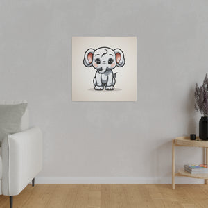 Happy Elephant Wall Art | Square Matte Canvas