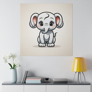 Happy Elephant Wall Art | Square Matte Canvas