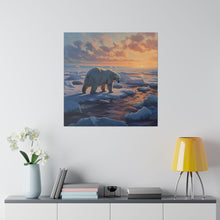 Load image into Gallery viewer, Sunset Polar Bear Wall Art | Square Matte Canvas