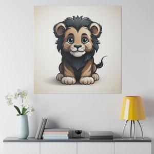 Cute Little Lion Wall Art | Square Matte Canvas