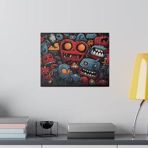 Abstract Creatures Wall Art | Horizontal Turquoise Matte Canvas
