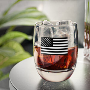 American Flag Black & White Whiskey Glass