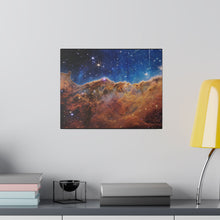 Load image into Gallery viewer, Carina Nebula Center Wall Art | Horizontal Turquoise Matte Canvas