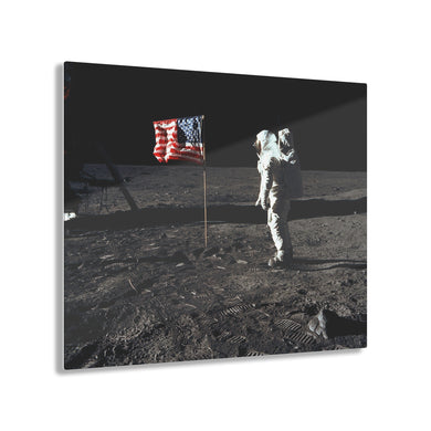 Buzz Aldrin and the U.S. Flag on the Moon Acrylic Prints