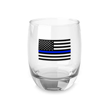 Load image into Gallery viewer, American Flag with Police Blue Line Whiskey Glass