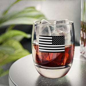 American Flag Black & White Reversed "Always Forward" Whiskey Glass