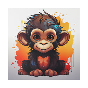 Baby Monkey Wall Art | Square Matte Canvas