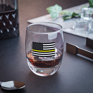 American Flag with Yellow Line Whiskey Glass