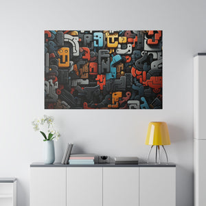 Abstract Shapes Wall Art | Horizontal Turquoise Matte Canvas