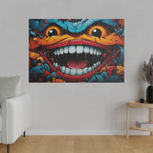 Load image into Gallery viewer, Abstract Smile Wall Art | Horizontal Turquoise Matte Canvas