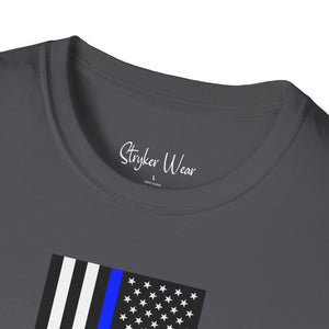 Police Blue Line American Flag | Unisex Softstyle T-Shirt