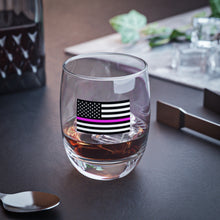 Load image into Gallery viewer, American Flag with Pink Stripe Whiskey Glass