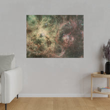 Load image into Gallery viewer, WFI Image of the Tarantula Nebula Wall Art | Horizontal Turquoise Matte Canvas