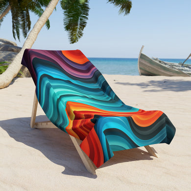 Colorful Wavy Lines Beach Towel