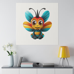 Happy Cartoon Bee Wall Art | Square Matte Canvas