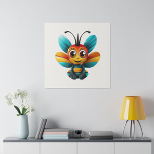 Happy Cartoon Bee Wall Art | Square Matte Canvas
