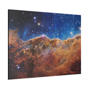 Carina Nebula Center Wall Art | Horizontal Turquoise Matte Canvas