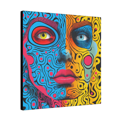 Colorful Abstract Face Pop Wall Art | Square Matte Canvas