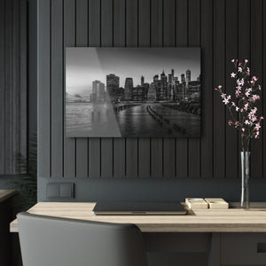 New York City Skyline at Sunset Black & White Acrylic Prints