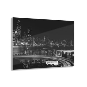 New York City Skyline at Night Black & White Acrylic Prints