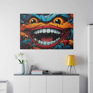 Abstract Smile Wall Art | Horizontal Turquoise Matte Canvas