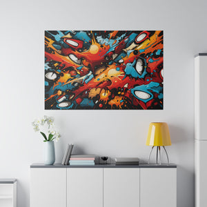 Abstract Color Splash Wall Art | Horizontal Turquoise Matte Canvas