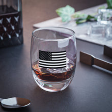 Load image into Gallery viewer, American Flag Black &amp; White Whiskey Glass