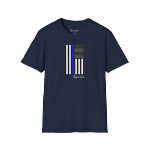 Police Blue Line American Flag | Unisex Softstyle T-Shirt