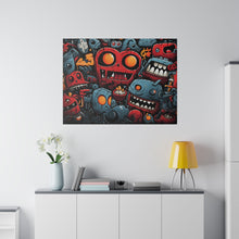 Load image into Gallery viewer, Abstract Creatures Wall Art | Horizontal Turquoise Matte Canvas