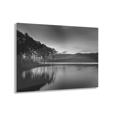 Sunset on the Lake Black & White Acrylic Prints