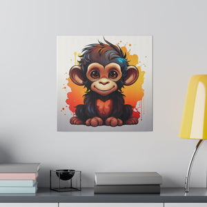 Baby Monkey Wall Art | Square Matte Canvas