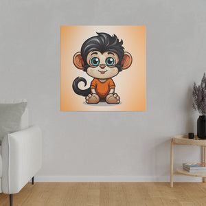 Kid Monkey Wall Art | Square Matte Canvas