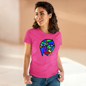 Colorful Abstract Portrait Art | Women's Midweight Cotton Tee