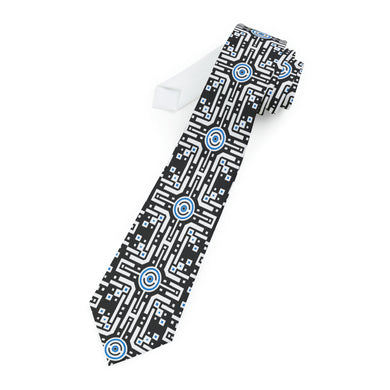 Minimalist Circuit Board Black Art Necktie