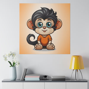 Kid Monkey Wall Art | Square Matte Canvas