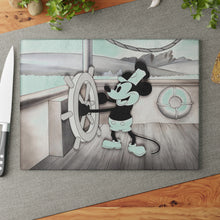 Load image into Gallery viewer, Steamboat Willie Glass Cutting Board