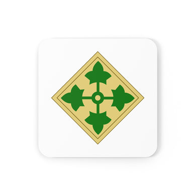 U.S. Army 4th Infantry Division Patch Corkwood Coaster Set
