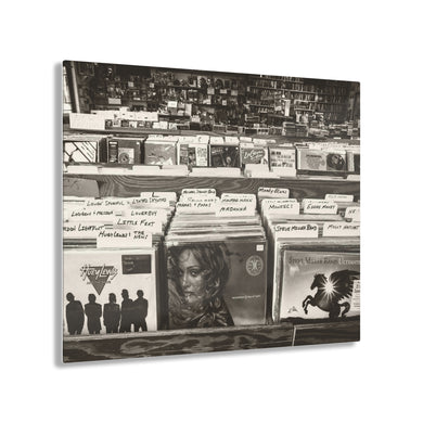 At the Record Store Black & White Acrylic Prints
